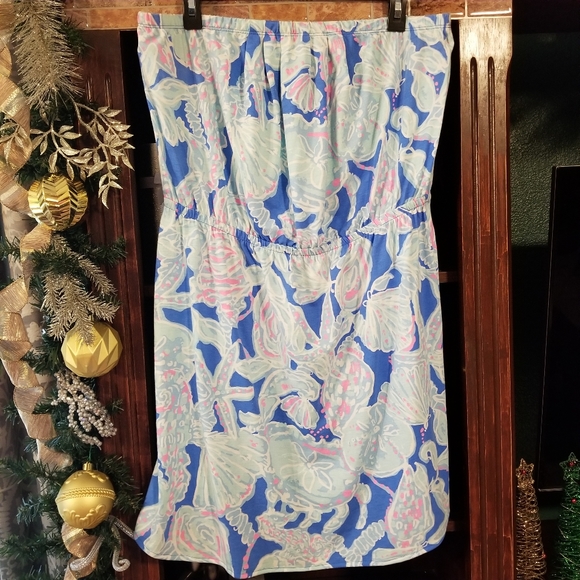 ABSOLUTE FINAL $ Lilly Pulitzer Windsor Strapless Dress * Bay Blue Into The Deep